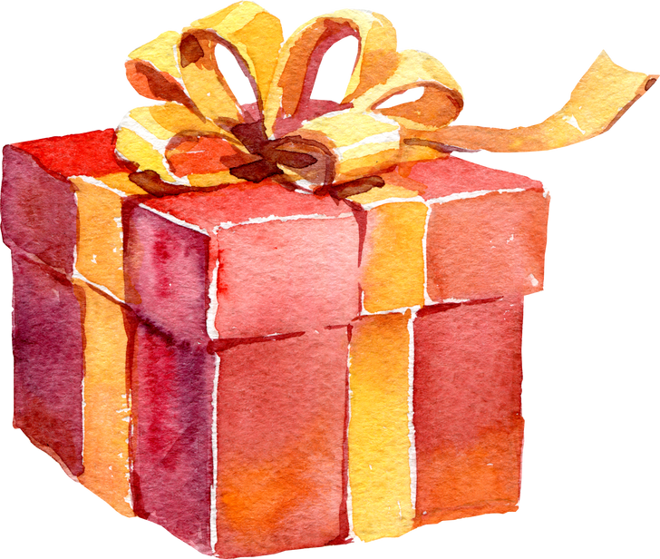 Watercolor gift box present illustration